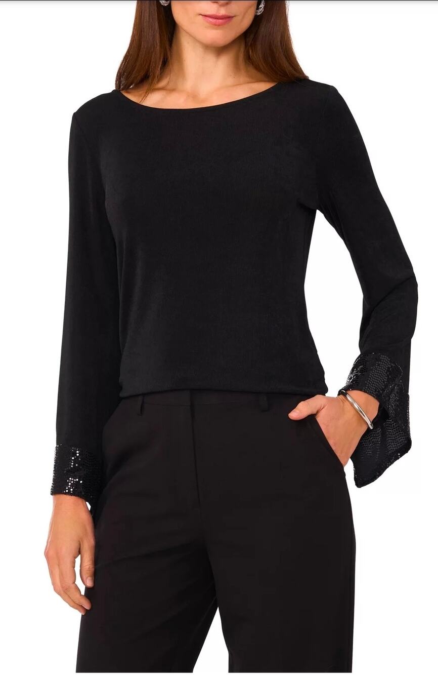 Chaus sequin sleeve top
